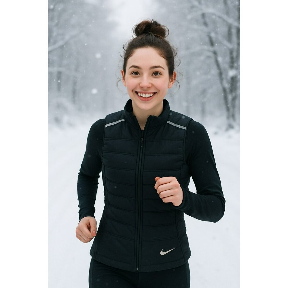 Nike Aeroloft Womens Small Down Packable Running Vest Black